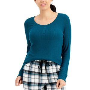 CHARTER CLUB Ribbed Henley Pajama Top teal, medium